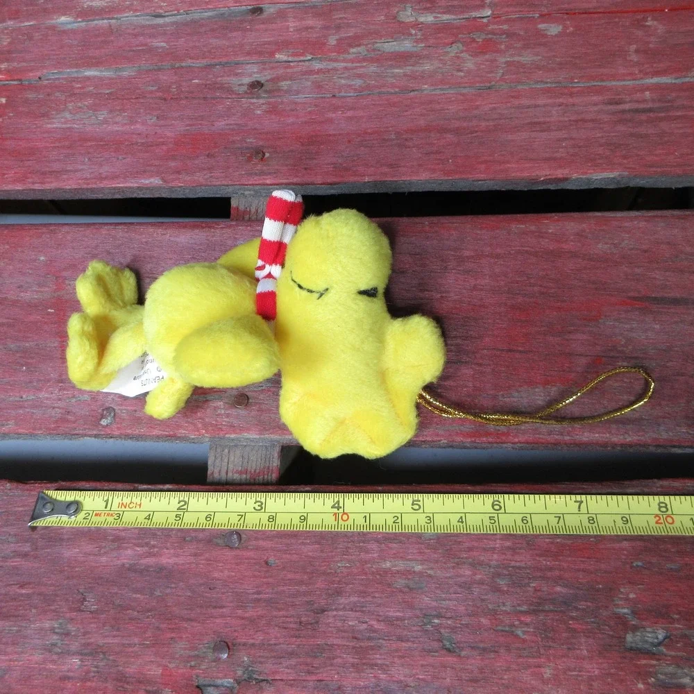 VTG Peanuts Woodstock Plush Christmas Ornament Red Scarf Yellow Bird 4